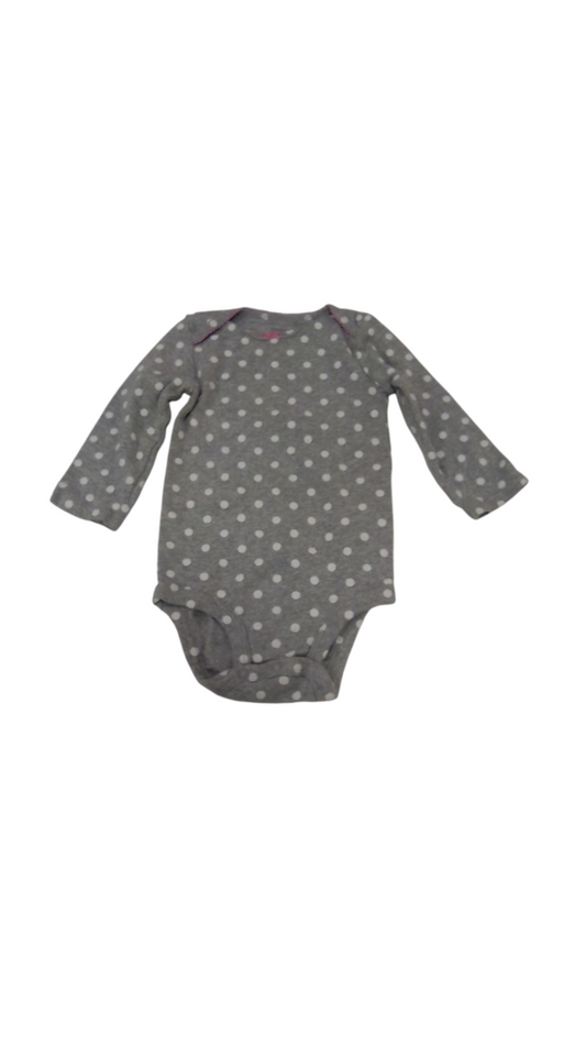Long Sleeve Onesie:GY/Spo, Girl, Size: 6/9m