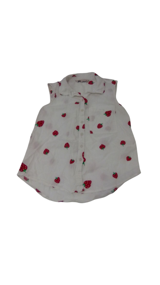 Shirt: White/Strawberry, Womens, Size: XS