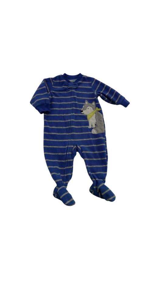 Sleeper: Blue/Stripes/dog, Boy, Size: 6m