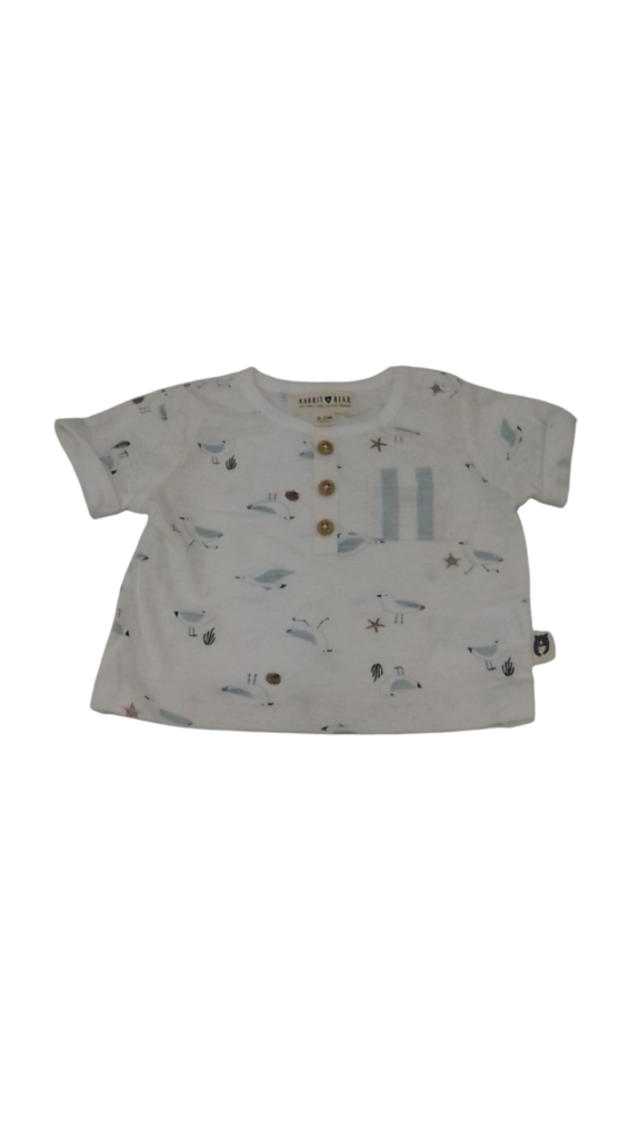 Shirt: Birds/White, Boy, Size: 0/3