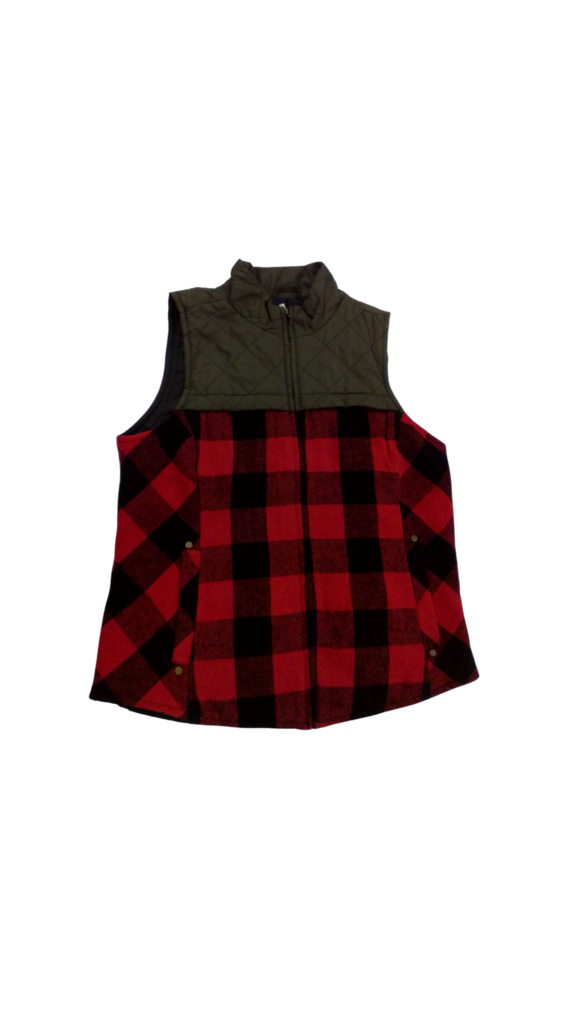 Vest: Green/Flannel, Womens, Size: L