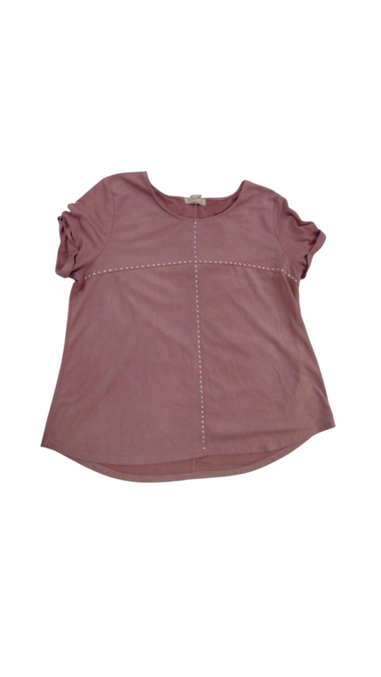 Shirt: Faux Leather Pink, Womens, Size: XL