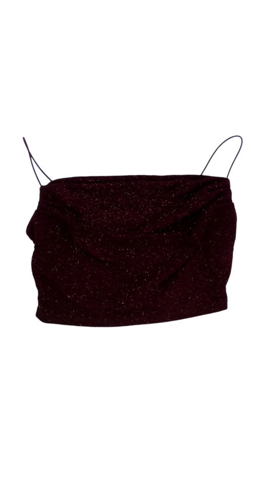 Crop Tank: Maroon Glitter, Womens, Size: S