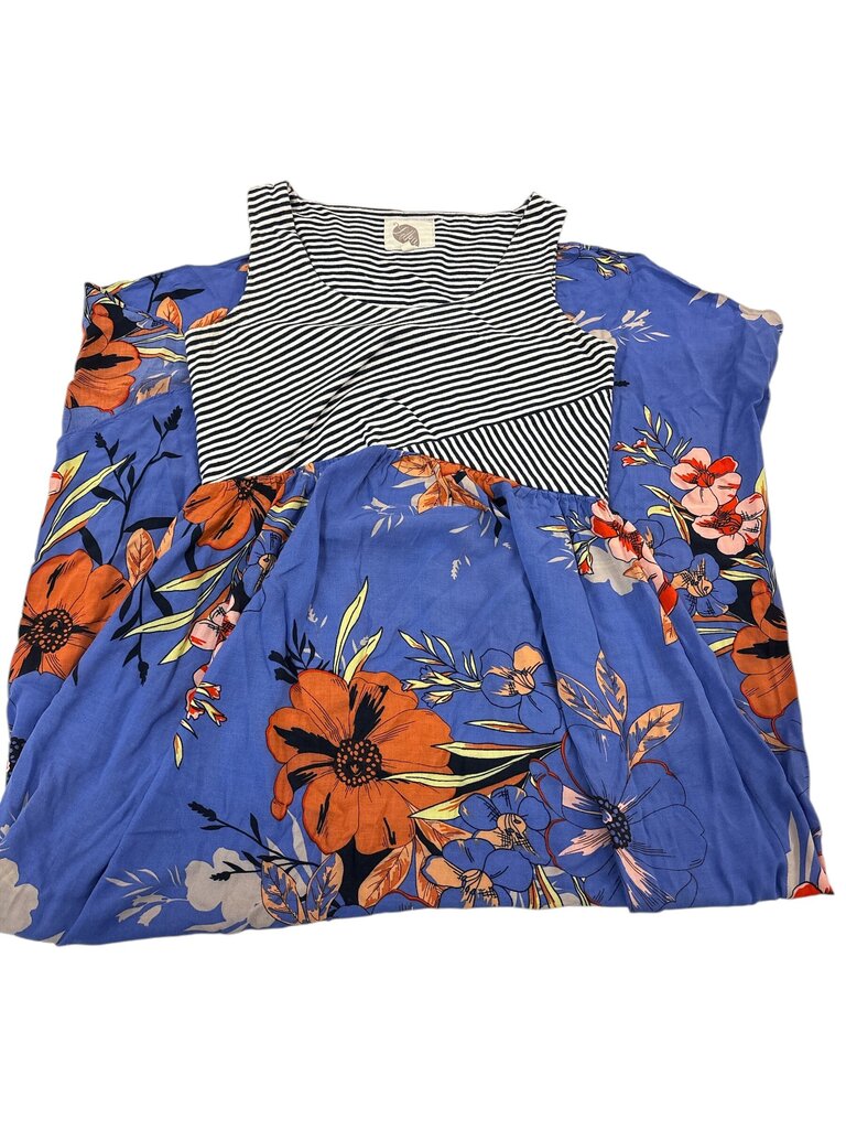 Dress: Stripe/Blue Flower, Womens, Size: Xs