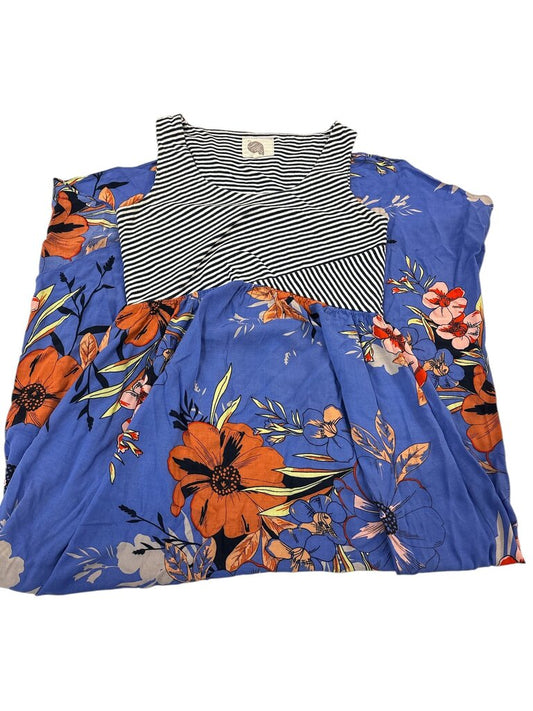 Dress: Stripe/Blue Flower, Womens, Size: Xs