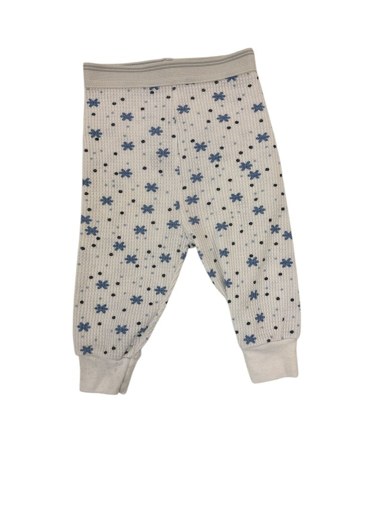 Pants: White Blue Flowers, Girl, Size: 6m