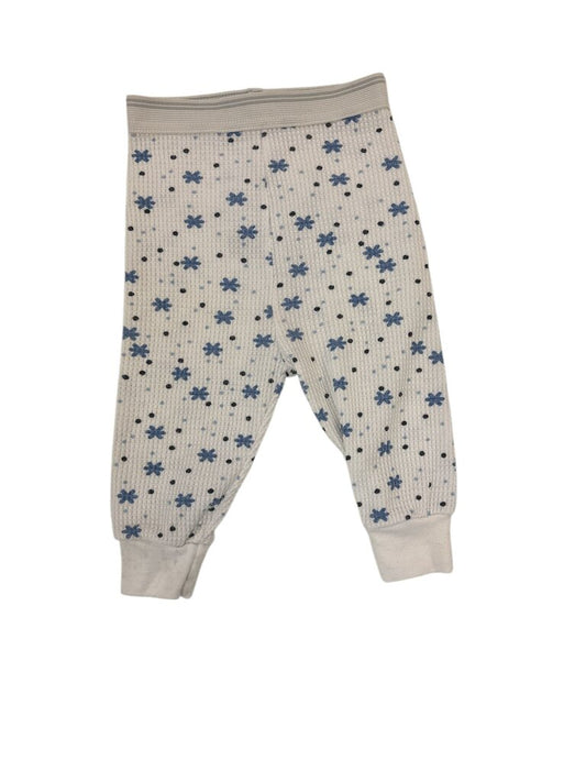 Pants: White Blue Flowers, Girl, Size: 6m