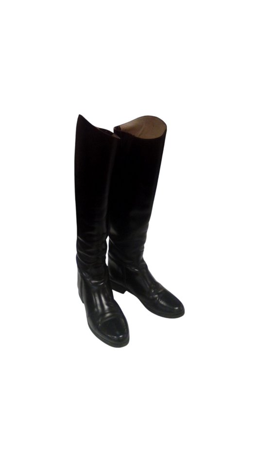 Shoes: Black Riding Boots, Womens, Size: 8
