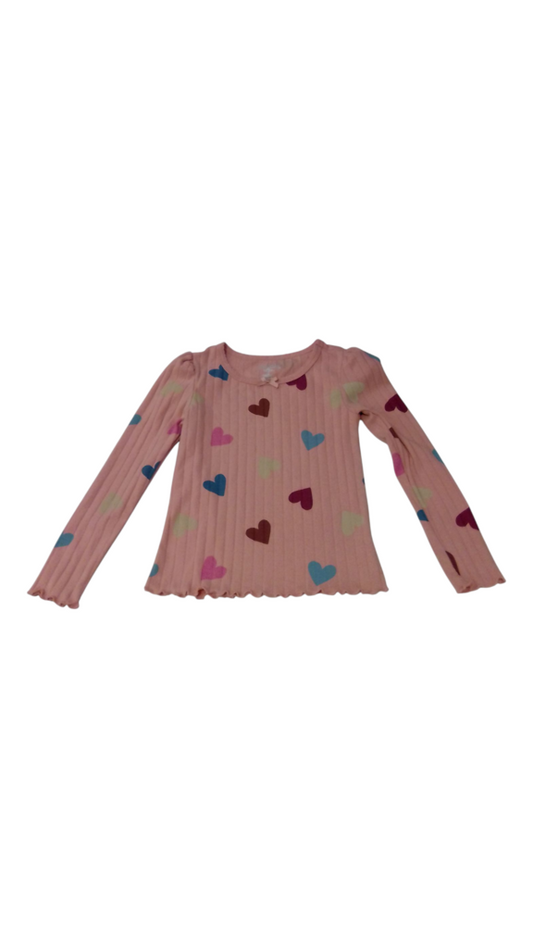 Long Sleeve Shirt: Hearts, Girl, Size: 6