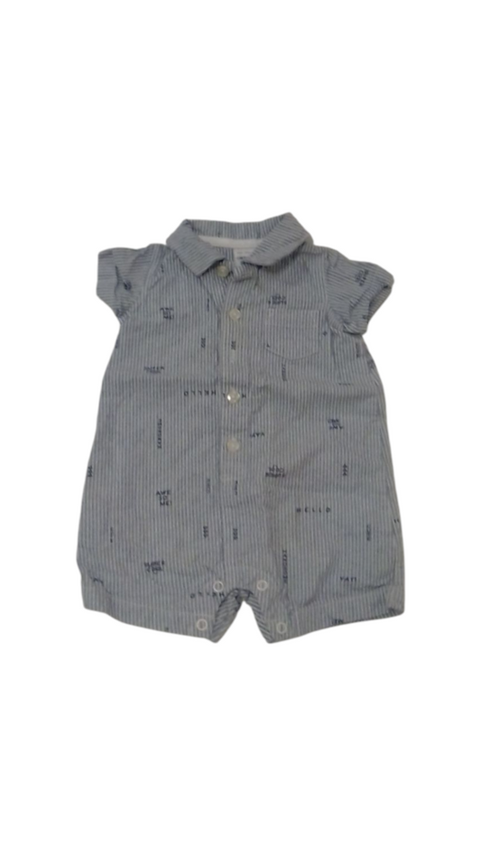 Romper: Blue Stripes, Boy, Size: 6m