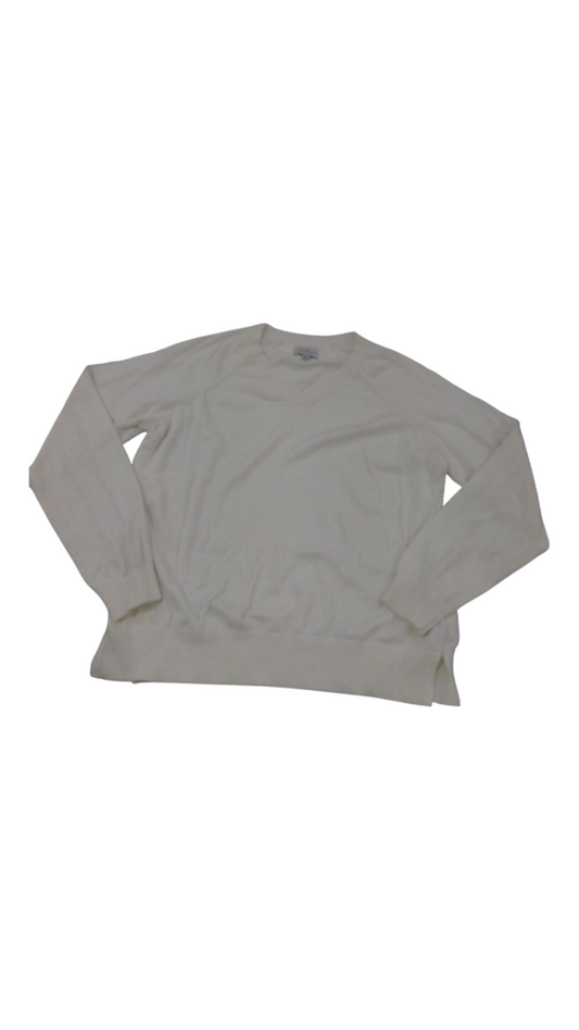 Sweater: Cream V-Neck, Womens, Size: M