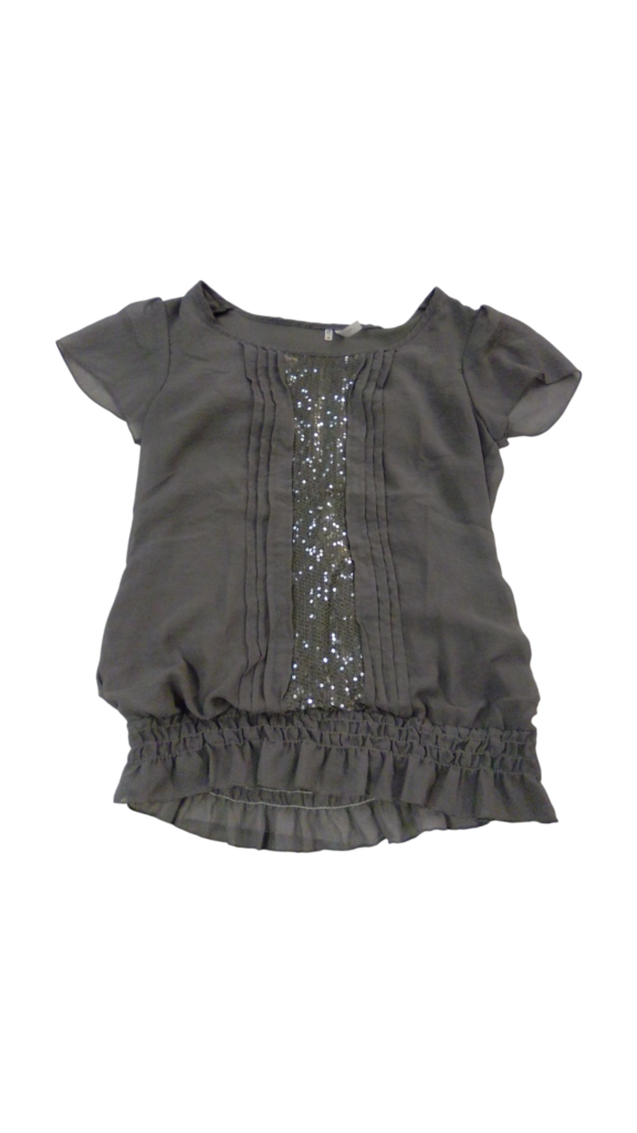 Shirt: Gray Sequenes, Womens, Size: M