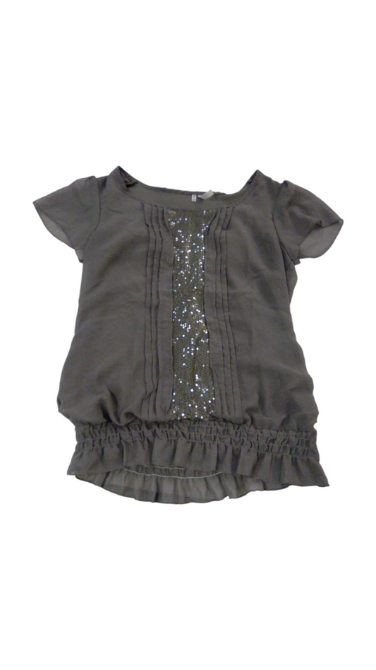 Shirt: Gray Sequenes, Womens, Size: M