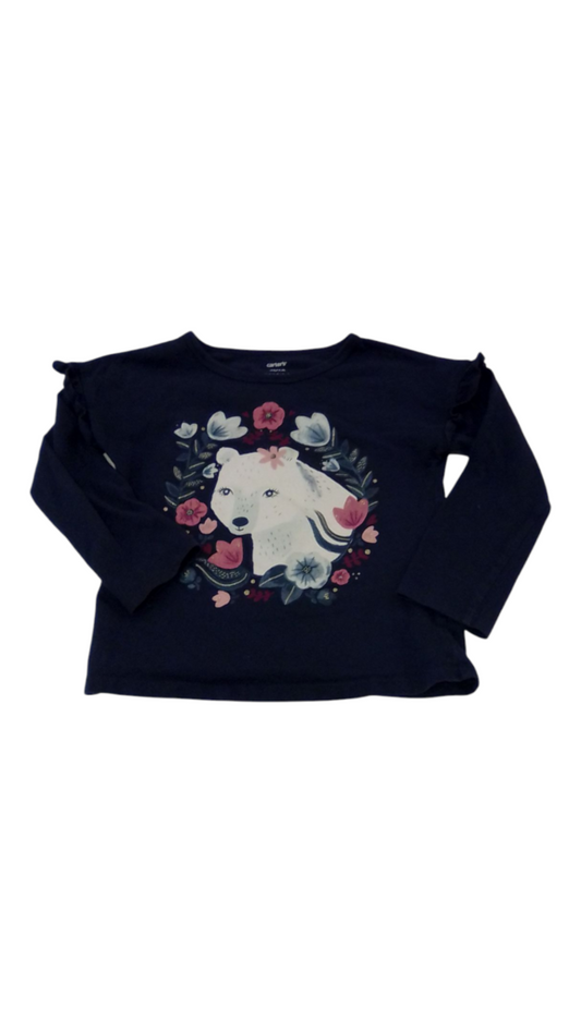 Long Sleeve Shirt: Bear, Girl, Size: 4t