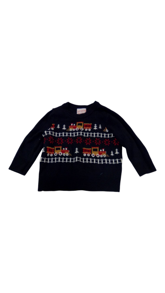 Sweater: Blue/Trains, Boy, Size: 12m