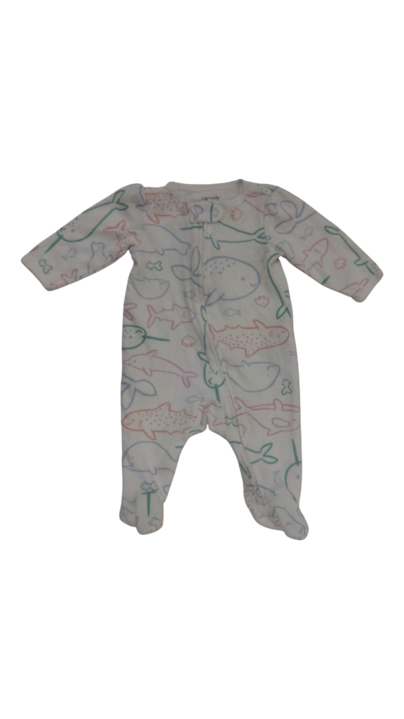 Sleeper: White W Fish, Girl, Size: 3m
