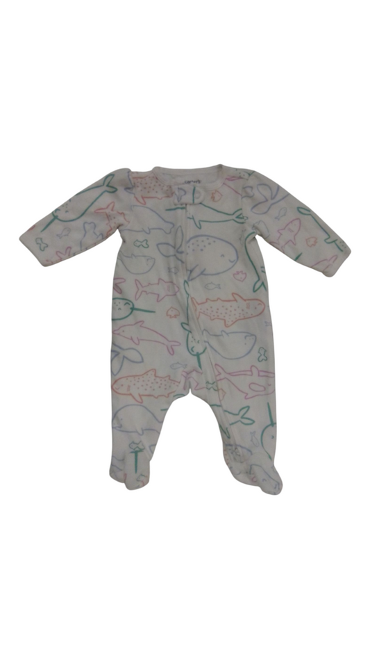 Sleeper: White W Fish, Girl, Size: 3m