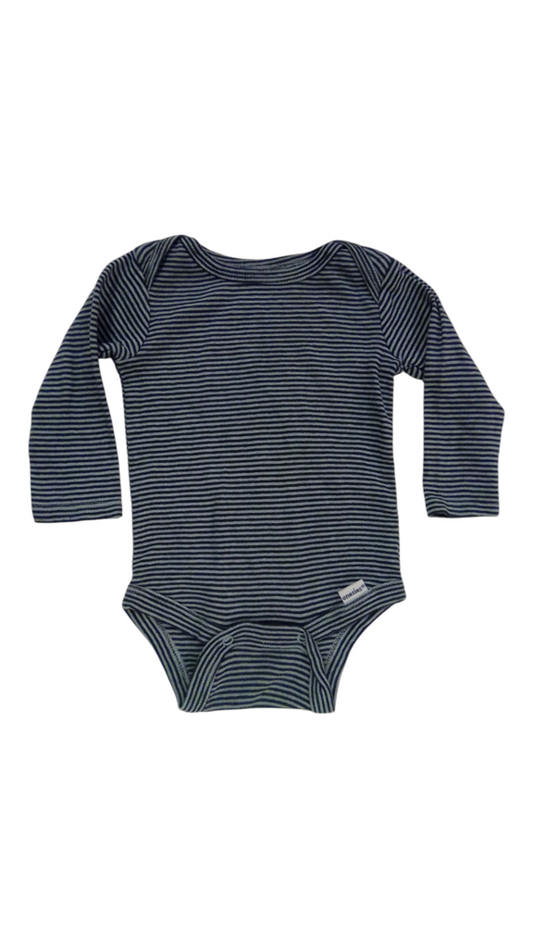 LS Onesie: Blue Stripes, Boy, Size: 0/3m
