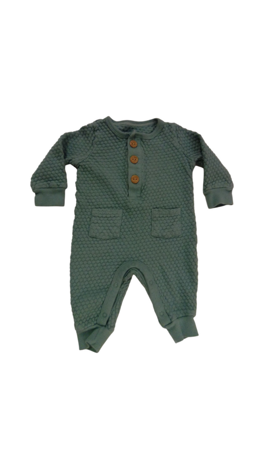 Romper: Blue W Texture, Boy, Size: 0/3m