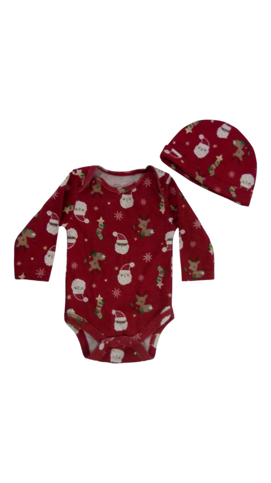 2pc Onesie & Hat Santa, Boy, Size: 0/3m