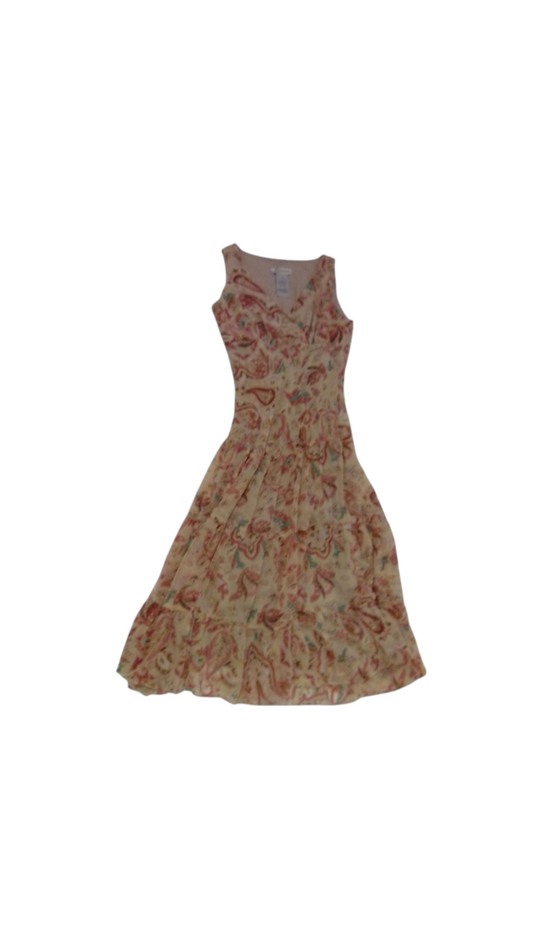 Dress: Beige Paisley, Womens, Size: 4