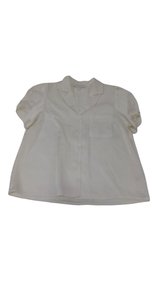 Shirt: Cream Satin, Womens, Size: L
