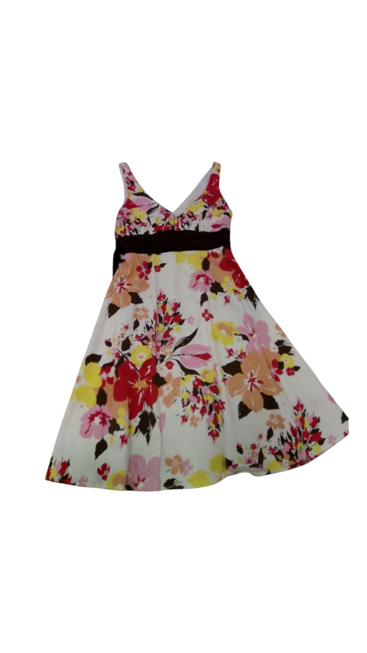 Dress: Red/Yellow Flowers, Womens, Size: S