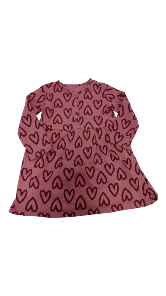 Long Sleeve Dress: Hearts, Girl, Size: 4t