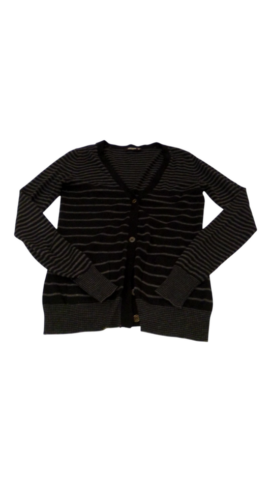 Sweater: BLack/Grey Strip, Womens, Size: M