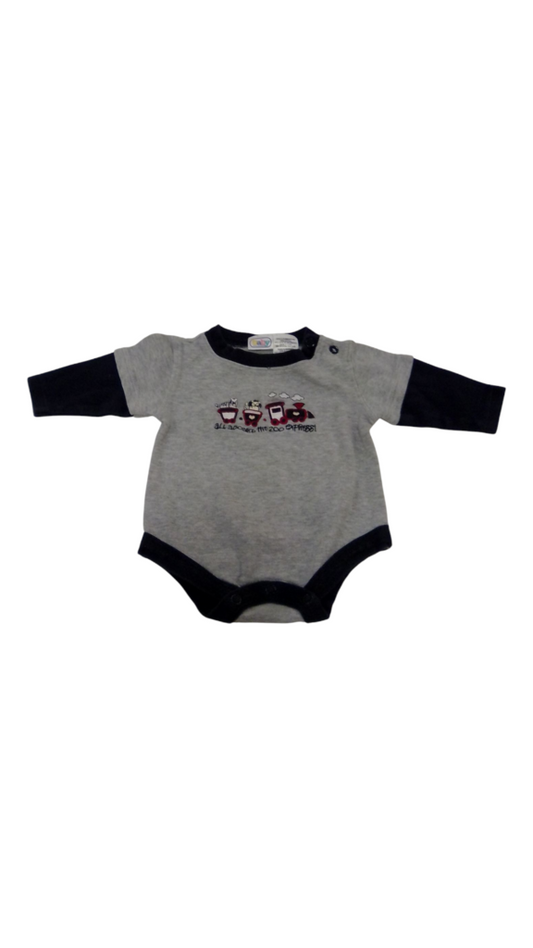 Long Sleeve Onesie: Zoo, Boy, Size: 0/3m