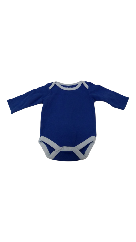 Long Sleeve Onesie: Blue, Boy, Size: 3/6m