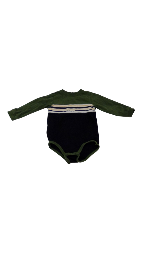 Long Sleeve Onesie: Green, Boy, Size: 18m
