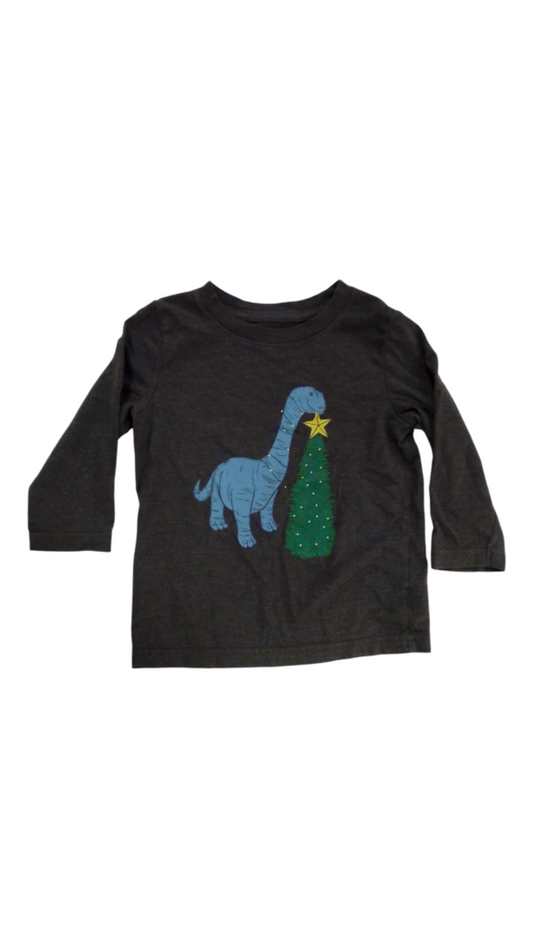LS Shirt: Dino Xmas Tree, Boy, Size: 2t