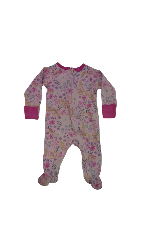 Sleeper: Pink Flowers, Girl, Size: 3/6m