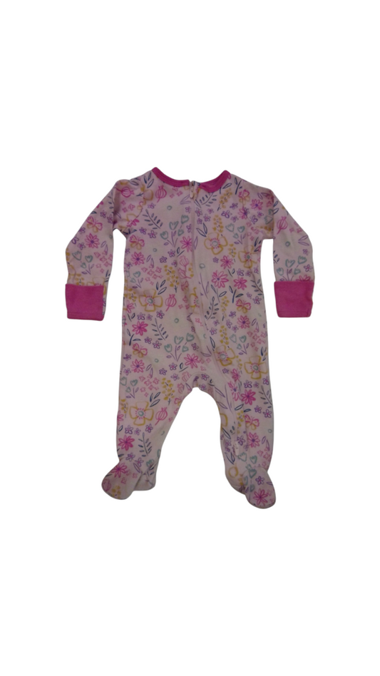 Sleeper: Pink Flowers, Girl, Size: 3/6m