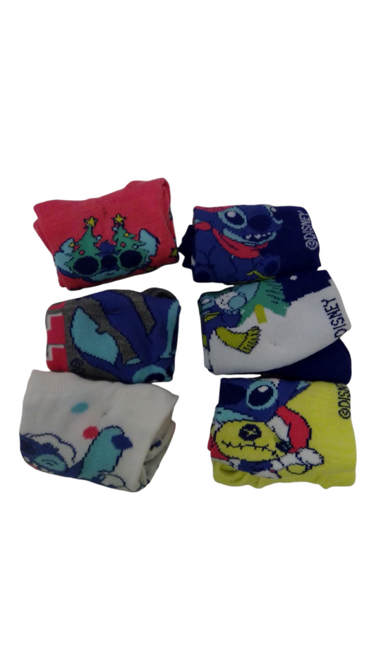 6pairs Stitch Xmas Socks, Girl, Size: Os