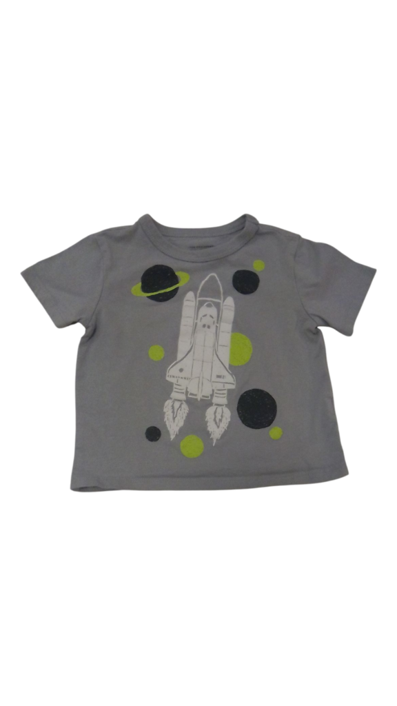 Shirt: Gray Spaceship, Boy, Size: 12/18m
