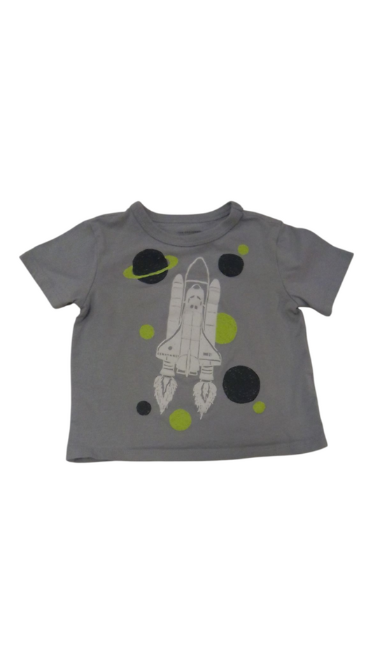 Shirt: Gray Spaceship, Boy, Size: 12/18m
