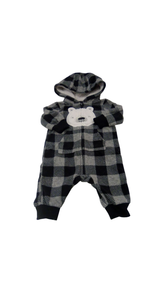 Romper: Plaid/grey/Black, Boy, Size: 3m