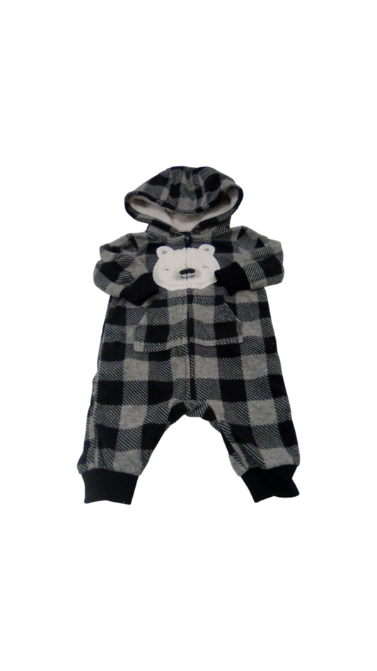 Romper: Plaid/grey/Black, Boy, Size: 3m