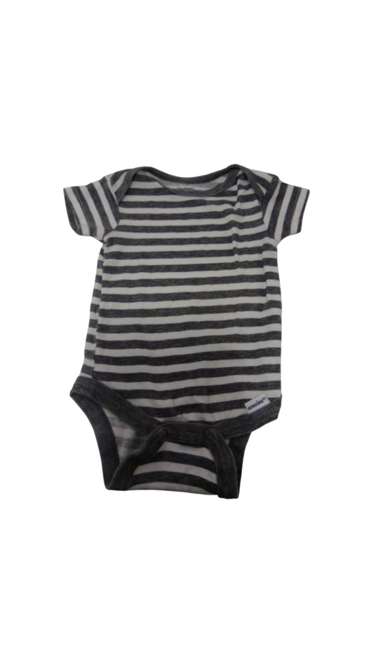 Onesie: White/Grey Stripe, Boy, Size: 0/3m