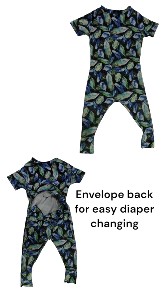 Romper: Green/Blue Gems, Boy, Size: 12/24m