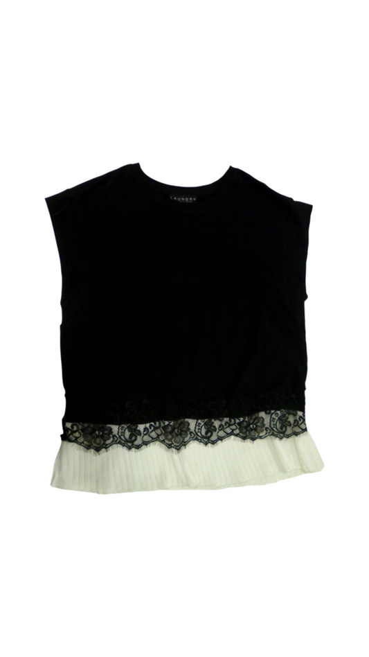 Shirt: Black Lace W White, Womens, Size: S