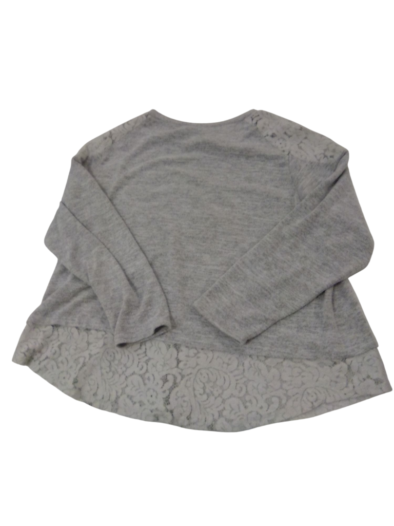 Shirt: Grey W Floral Lace, Womens, Size: 2XL