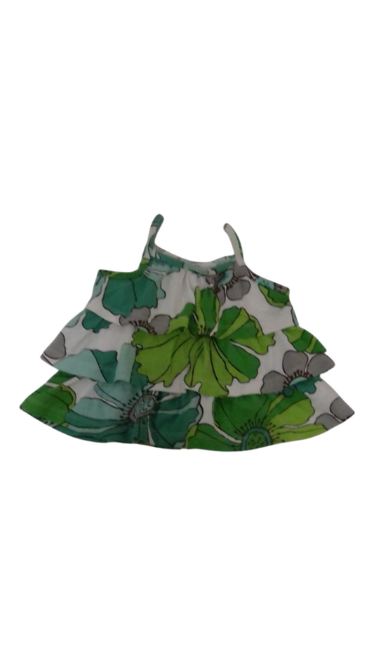 Tank: Teal/Green Flowers, Girl, Size: 18m