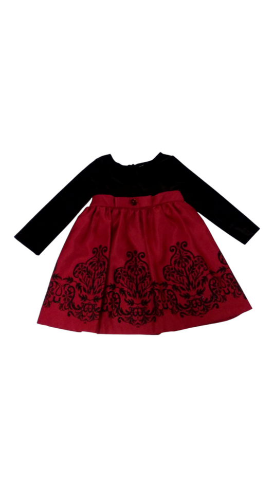 Long Sleeve Dress:Black/R, Girl, Size: 24m