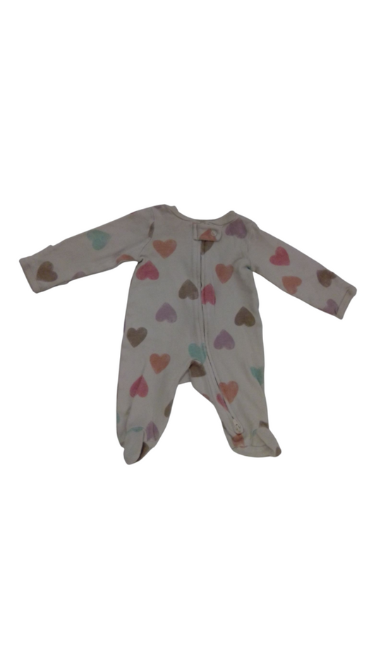 Sleeper: Cream W Hearts, Girl, Size: NB