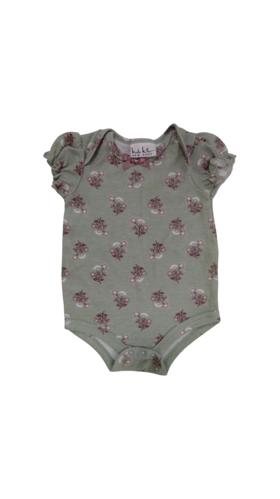 Onesie: Green W Flowers, Girl, Size: 6m