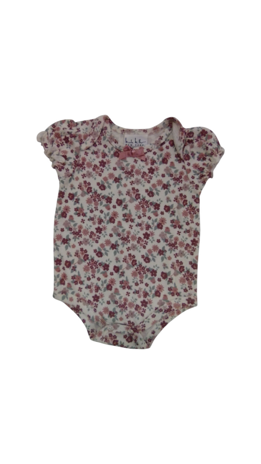 Onesie: Cream/Pink Floral, Girl, Size: 6m