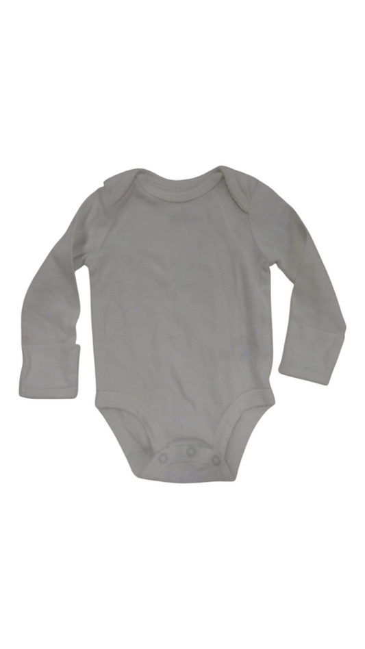 LS Onesie: White, Girl, Size: 3m